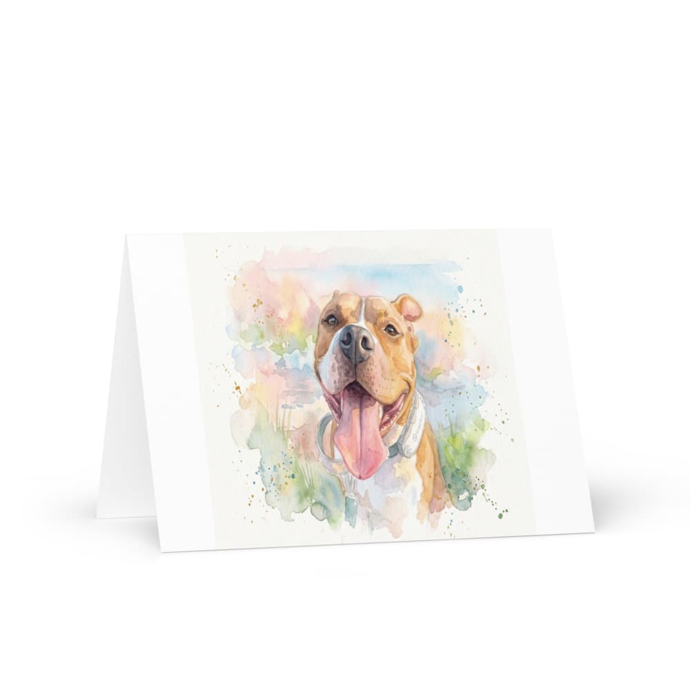 A custom pet portrait printed on a greeting card