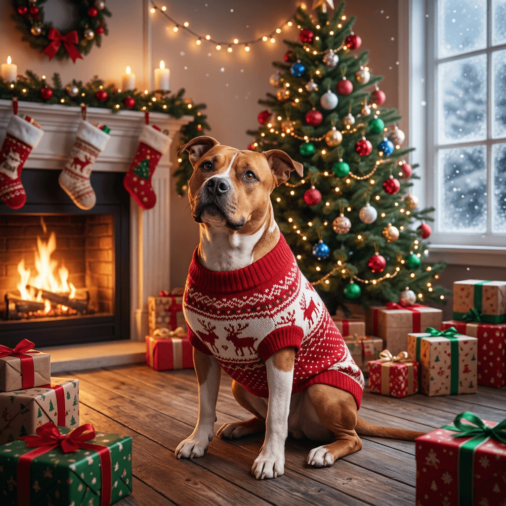 Cozy Christmas pet portrait preview