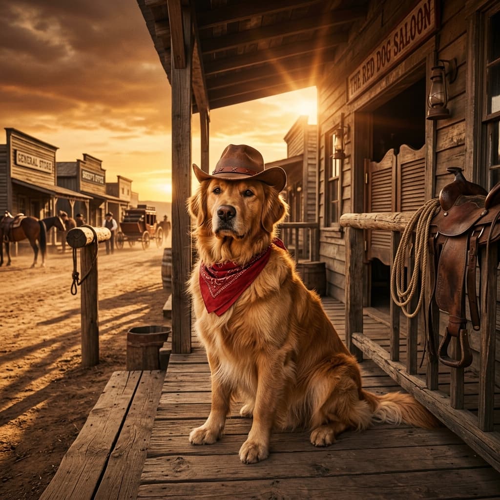 Wild West Cowboy pet portrait preview