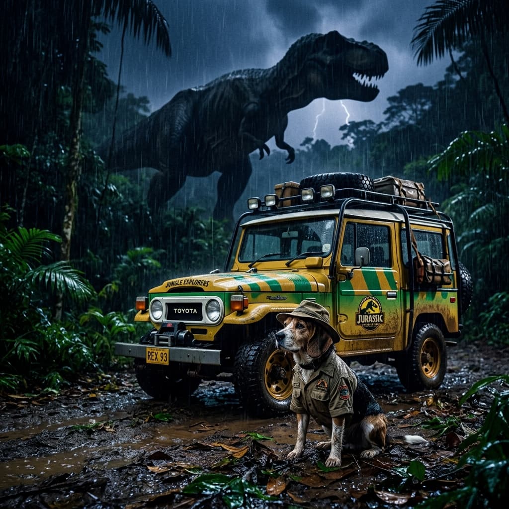 Prehistoric Safari pet portrait preview