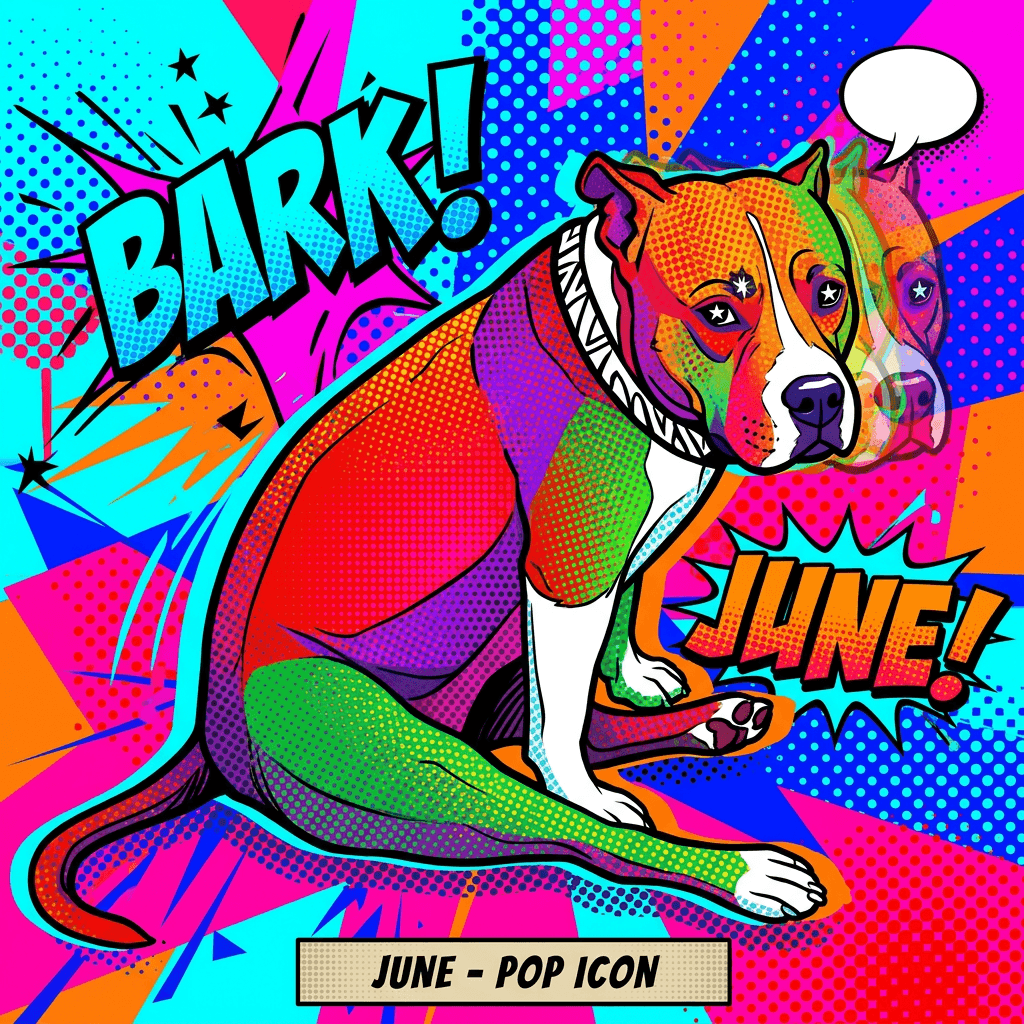 The same dog painted in Pop Art style