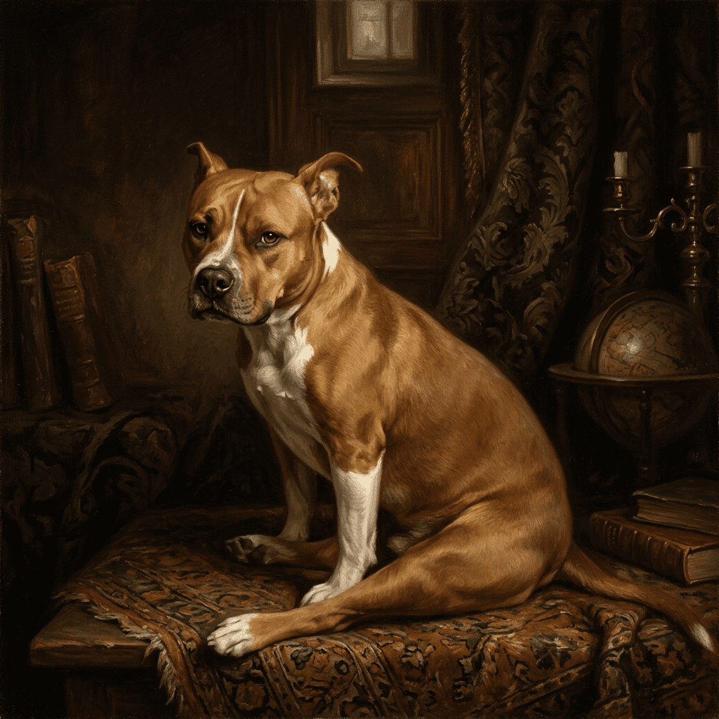 The same dog painted in Renaissance style