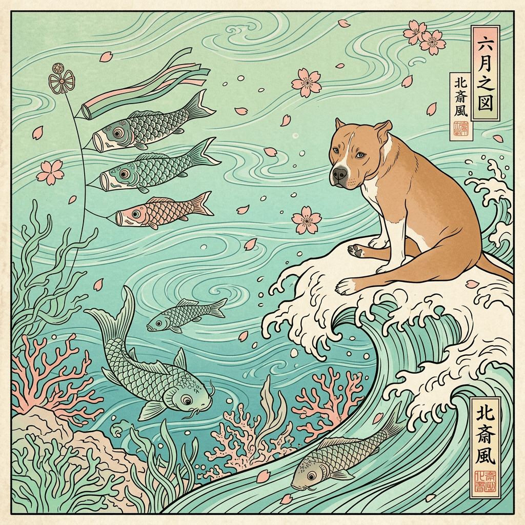 Japanese Woodblock pet portrait preview